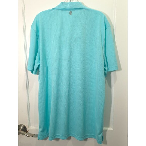 Izod Golf Aqua Blue Polo Shirt XL Ribbed Texture Mens Short Sleeve - Picture 9 of 12
